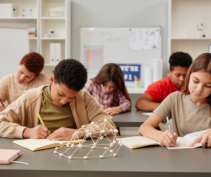 Children taking a test